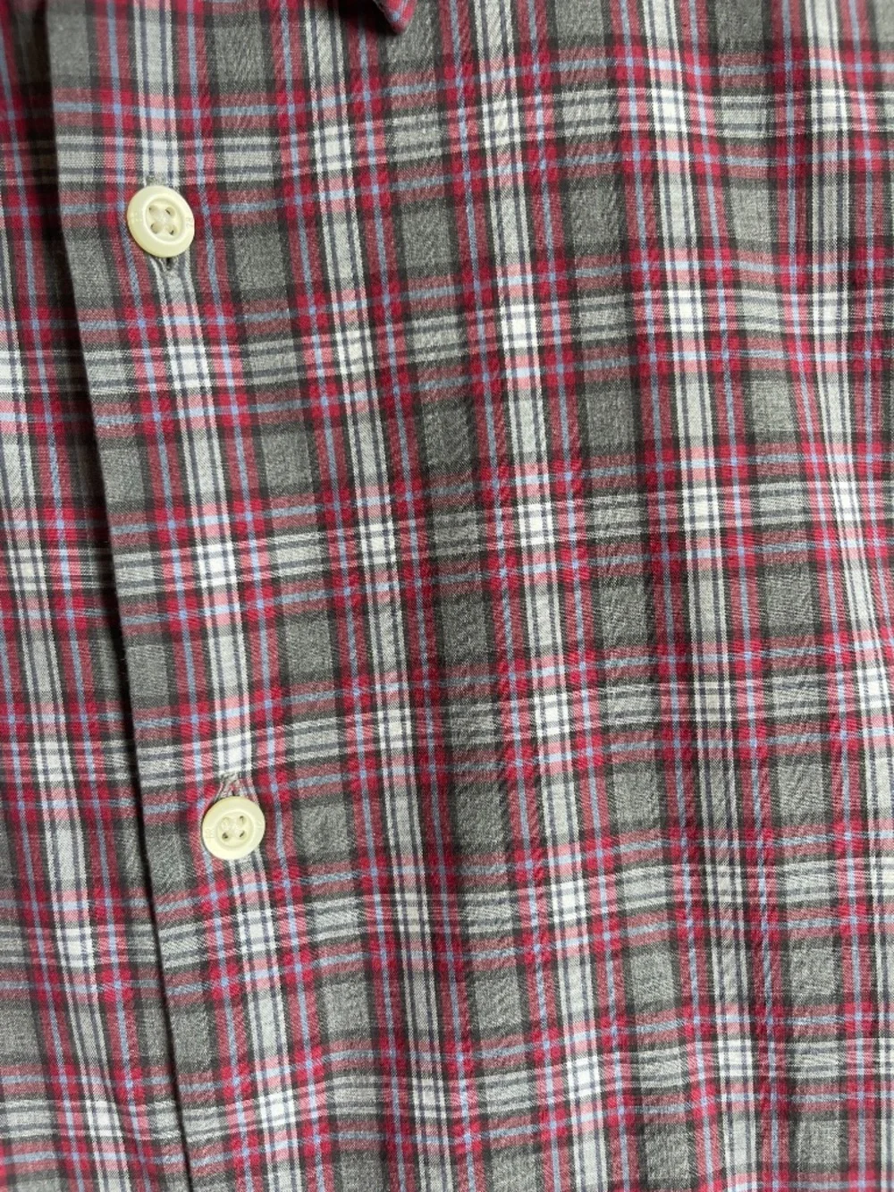 Banana Republic Men's Red Gray Plaid Cotton Long Sleeve Button Up Shirt XL